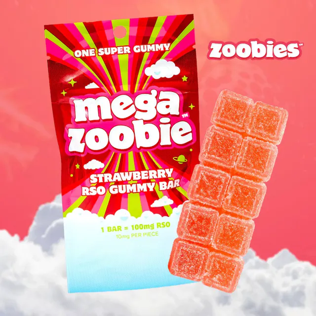 Zoobies RSO Mega Gummies Strawberry 100mg (hybrid, 2.8g)