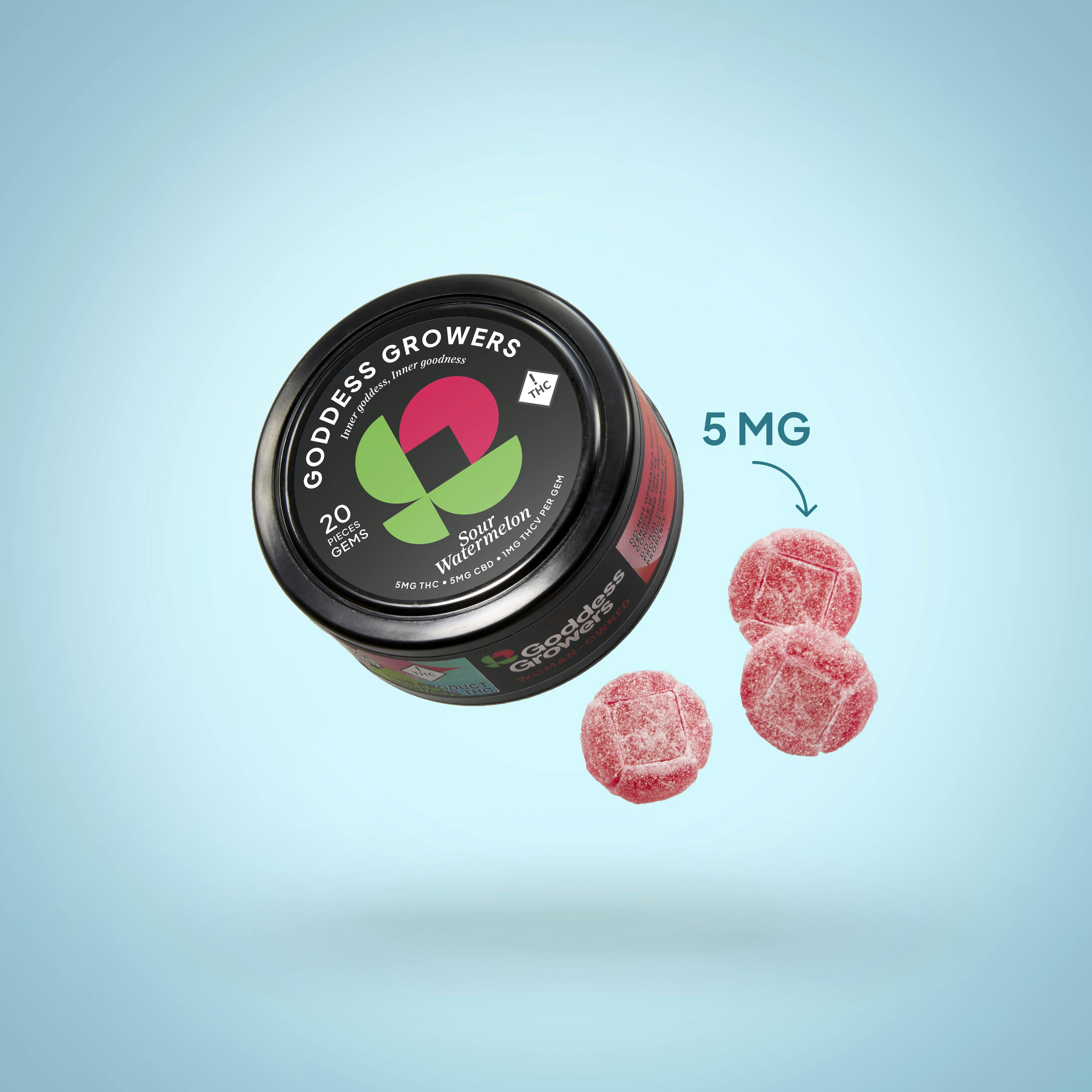 Photo of Sour Watermelon 1:1 CBD 100mg Gummies | 20pk