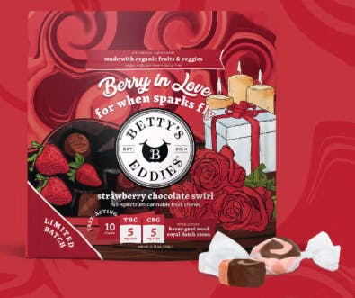 Product 5mg Betty's Eddies Strawberry Chocolate Swirl Fruit Chews 10pk