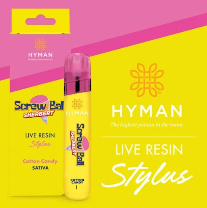 Product: HYMAN | SCREW BALL SHERBERT | LIVE RESIN DISPOSABLE STYLUS SATIVA
