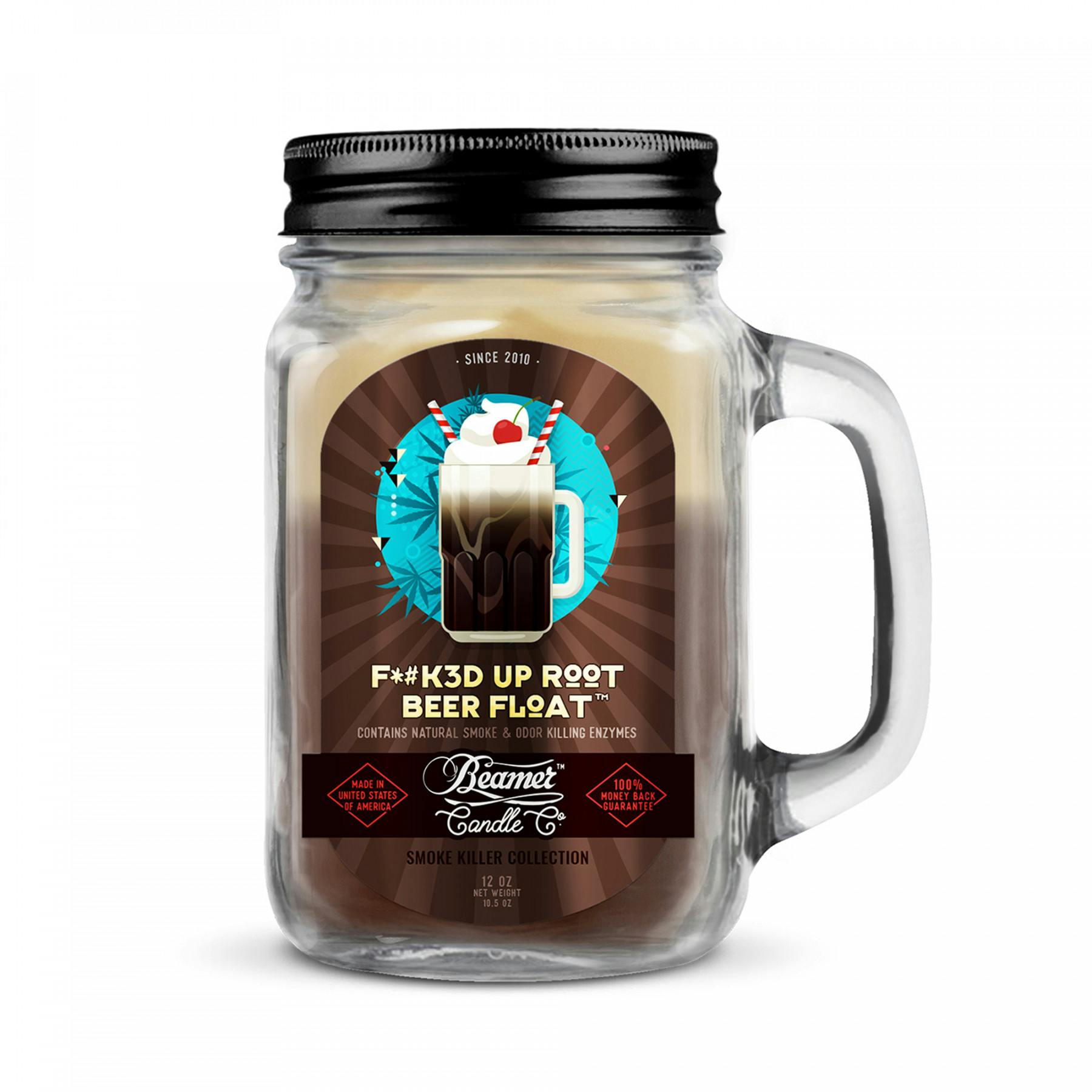 12oz Glass Mason Jar Candle - F*#k3d Up Root Beer Float