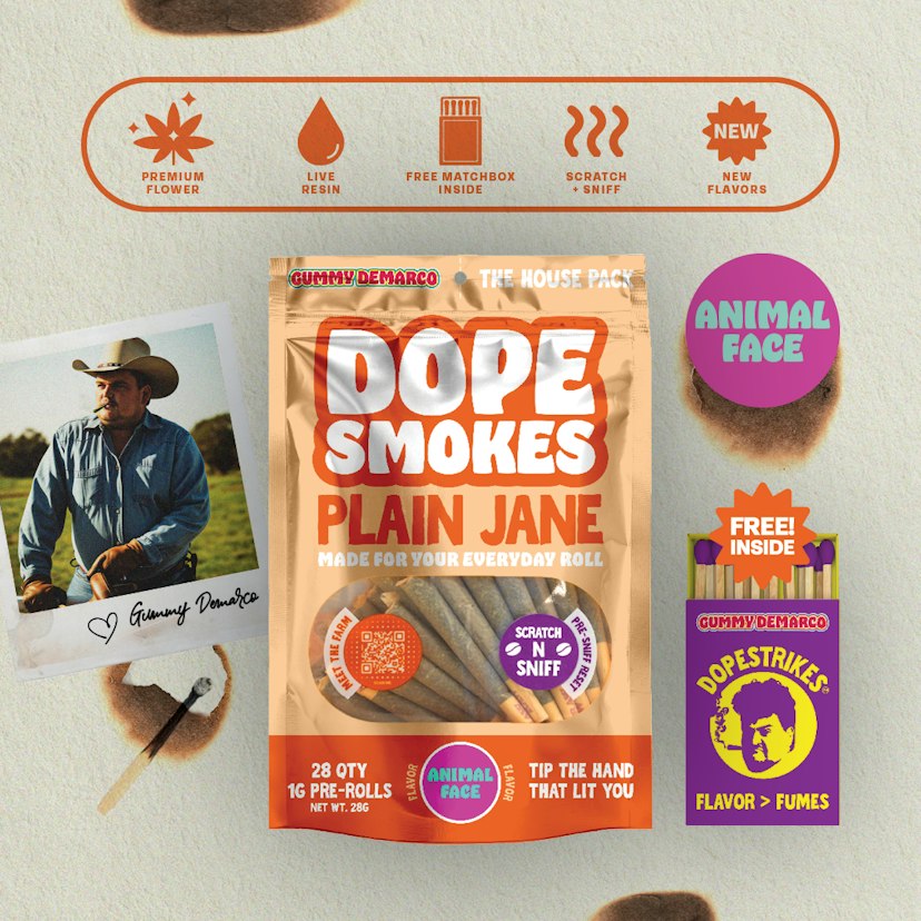 DOPE SMOKES | Animal Face | 1g Plain Jane Pre-Rolls | 28ct