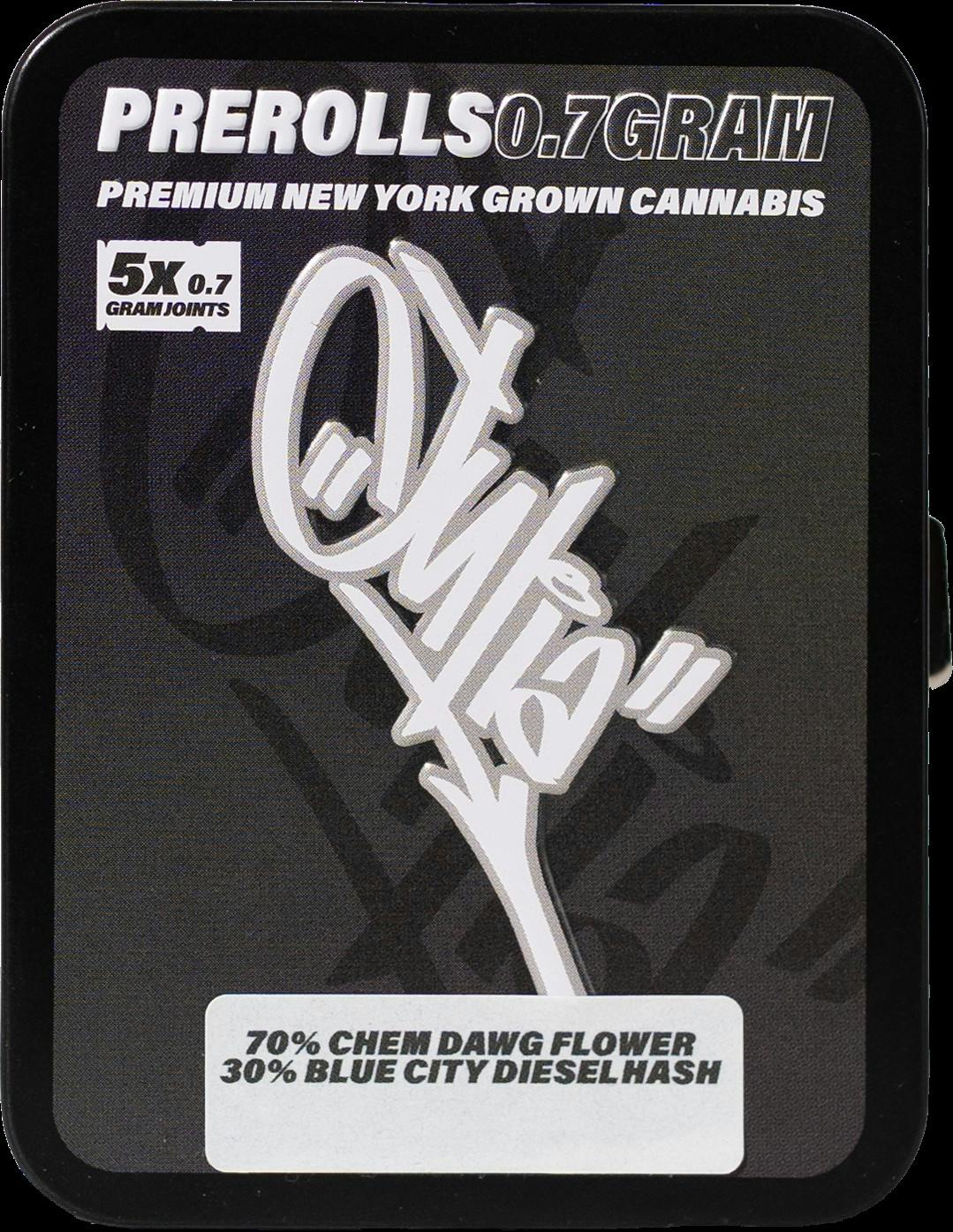 Julia | Infused Prerolls | Hash Infused | Chem Dawg X Blue City Diesel Hash | .7g | 5 Pack | 3.5g | Indica | THC 30.61% Julia