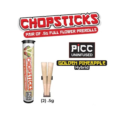 Product Chopsticks - Golden Pineapple - 2pk - 1g - Preroll