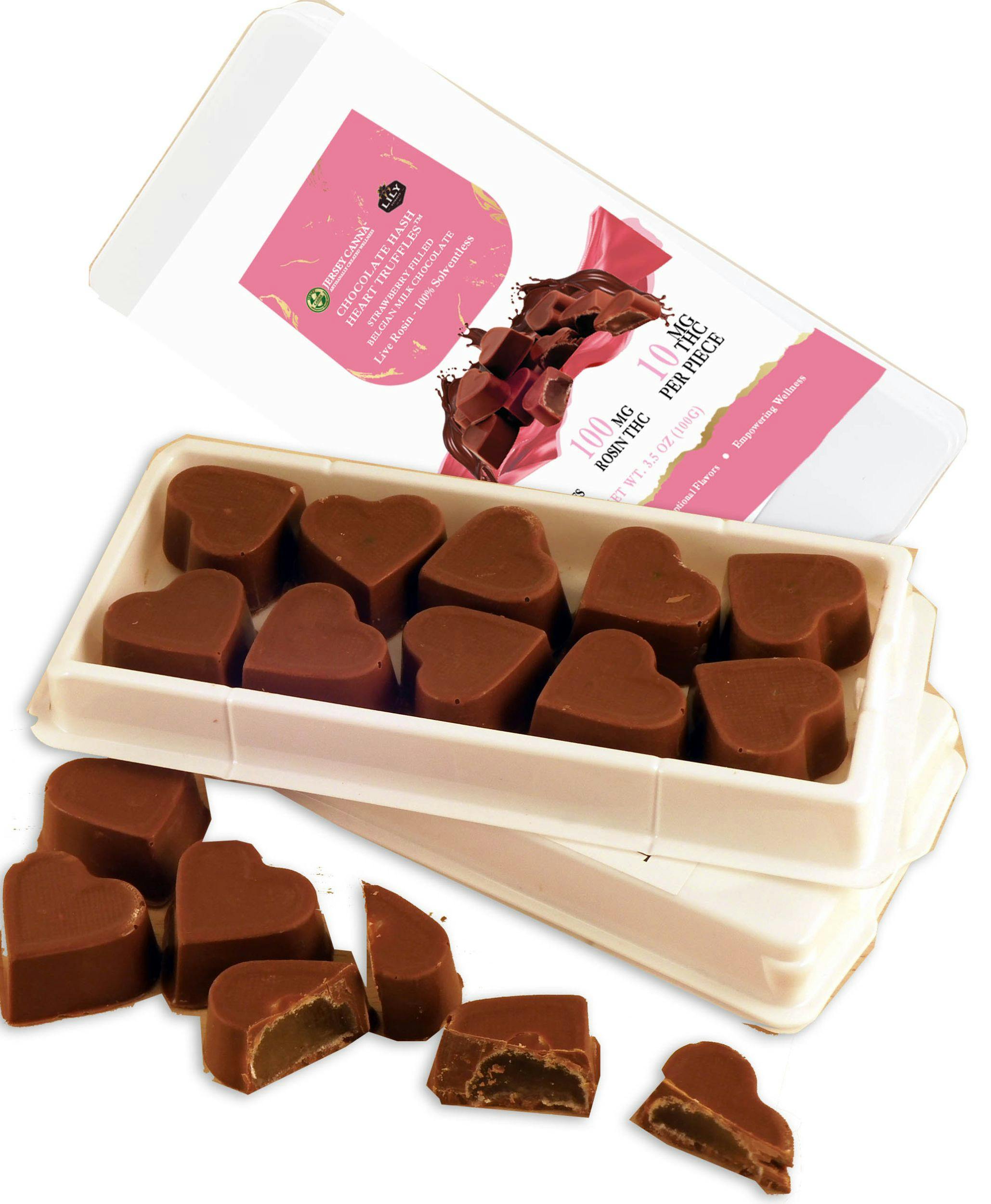 Photo of Inclusion Gourmet l Live Rosin Milk Chocolate Hash Heart Truffle l 10 Pieces l 100mg