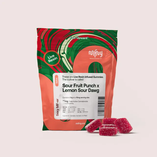 MFNY Sour Fruit Punch x Lemon Sour Dawg Live Resin Gummies | 10 pk