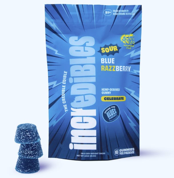 Incredibles Incredibles | Sour Blue Razzberry | 1:1 THC:CBG 100mg