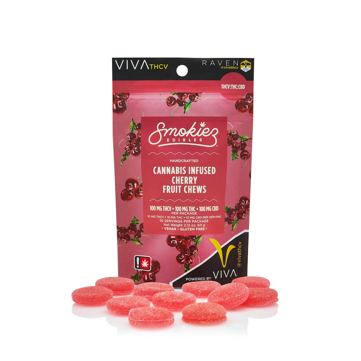 Photo of Smokiez Edibles 100mg 1:1:1 THCV:THC:CBD SOUR CHERRY Cannabis Infused Fruit Chews 10pk