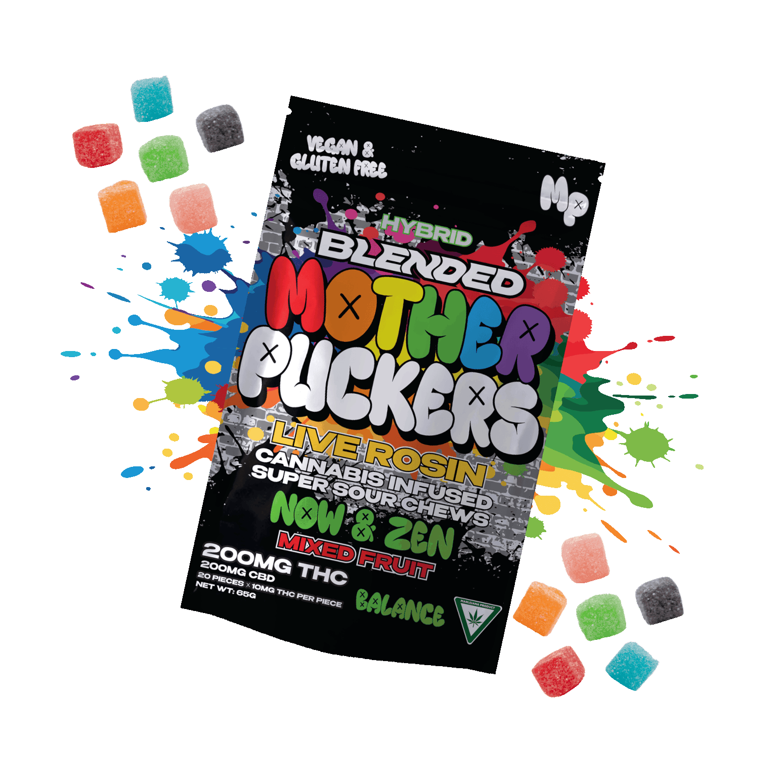 Product: Mother Puckers | Live Rosin Fruit Chews - 200mg - Now & Zen: Mixed Fruit (CBD)
