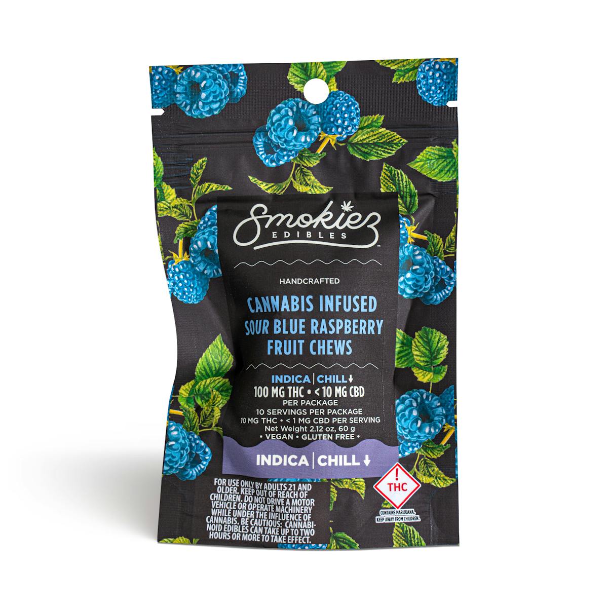 Photo of Sour Blue Raspberry Fruit Chews (Indica) – 100mg