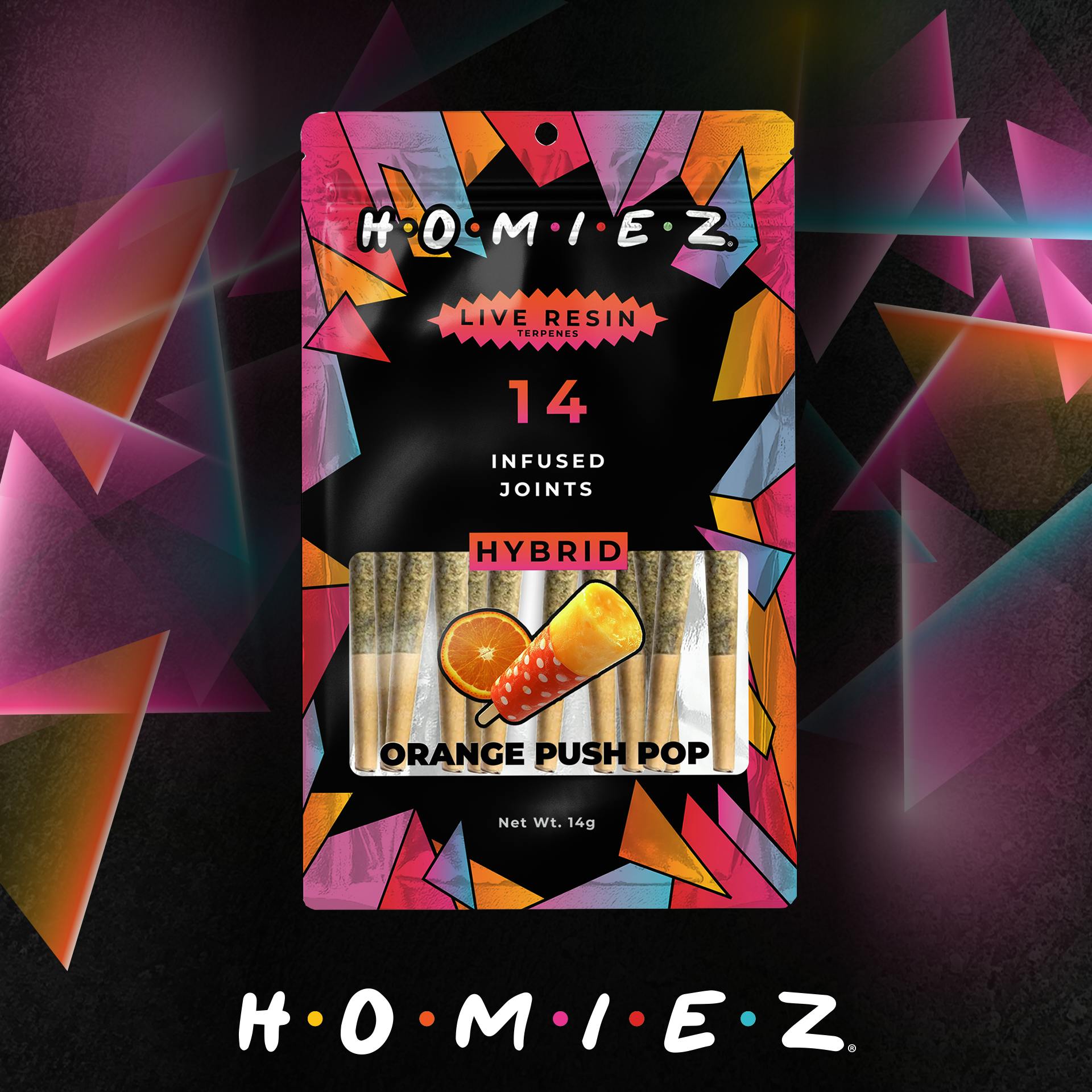 Homiez - 14-Pack 1g Infused Prerolls - Orange Push Pop