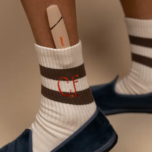 Charlie Fox | Monogram Socks | Cream-2