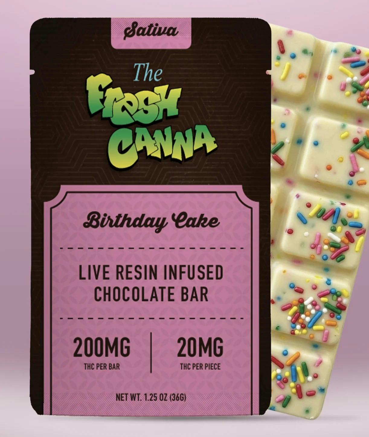 Fresh Canna FRESH CANNA | BIRTHDAY CAKE - LIVE RESIN INFUSED CHOCOLATE BAR | SATIVA | 200MG — EDIBLES