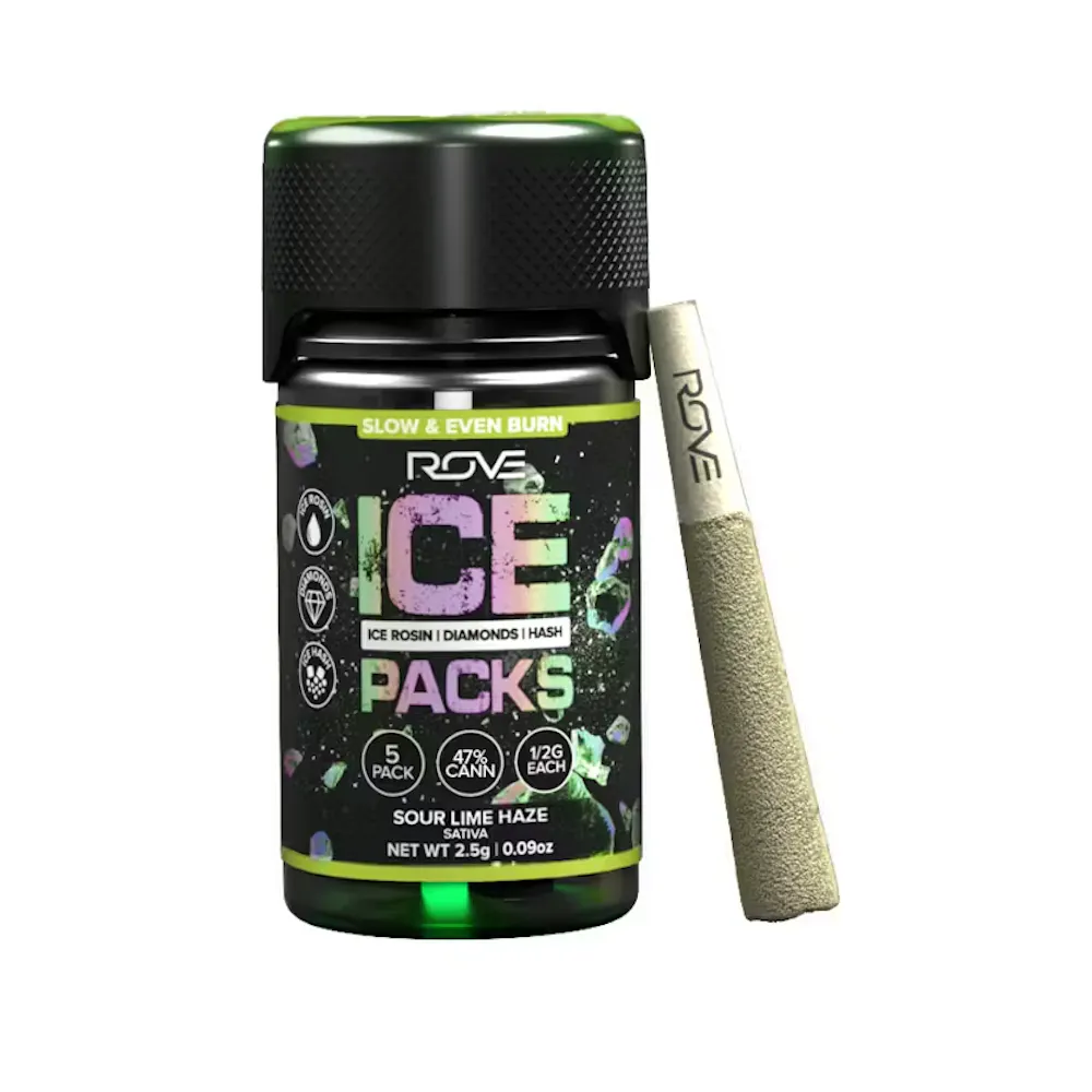 Product Rove - Sour Lime Haze - 2.5g - 5 Pack - Ice Pack Pre Rolls