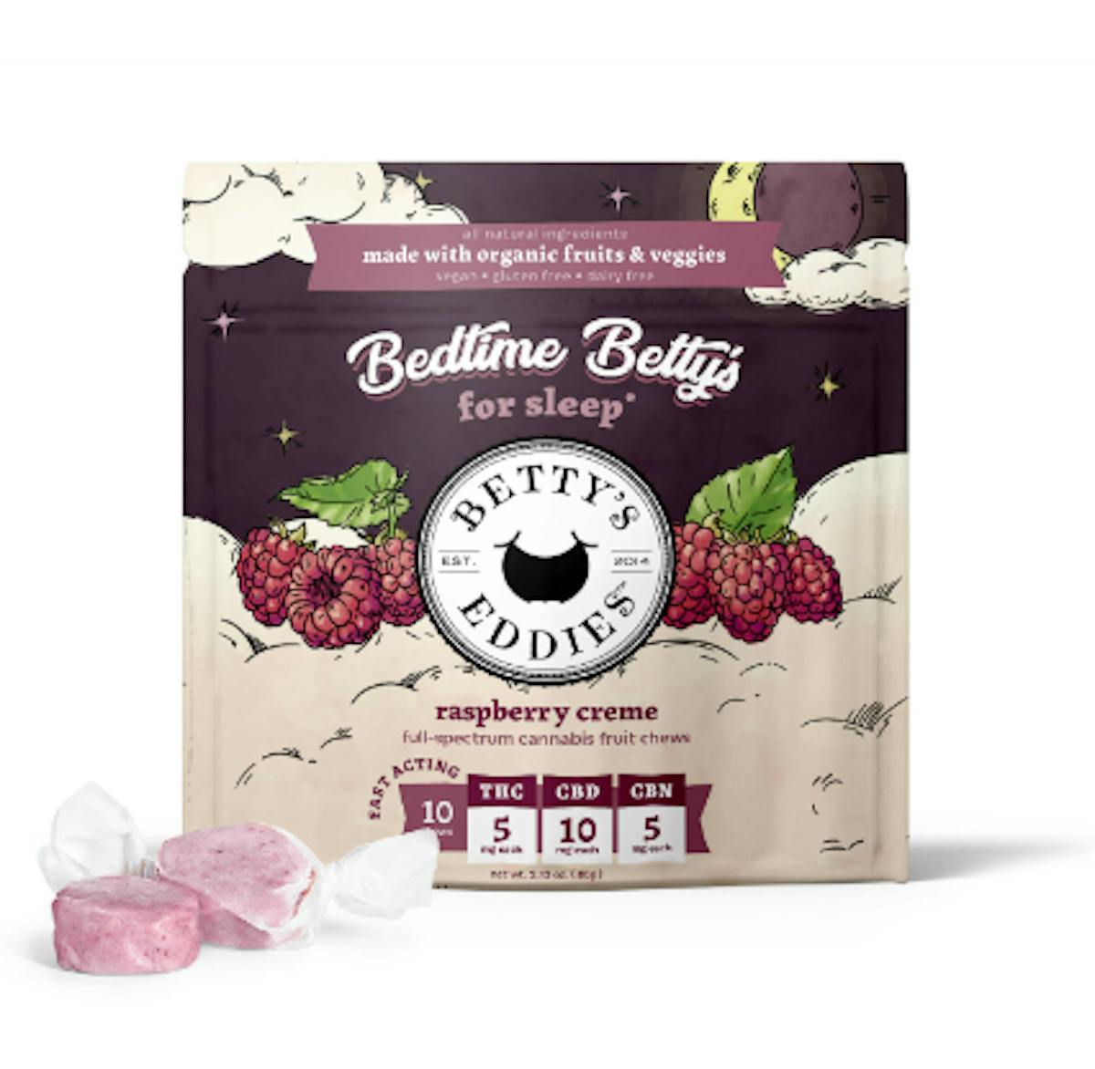 Photo of Betty Eddies Bedtime Betty’s for Sleep 5mg 1pk – Raspberry Creme Chew