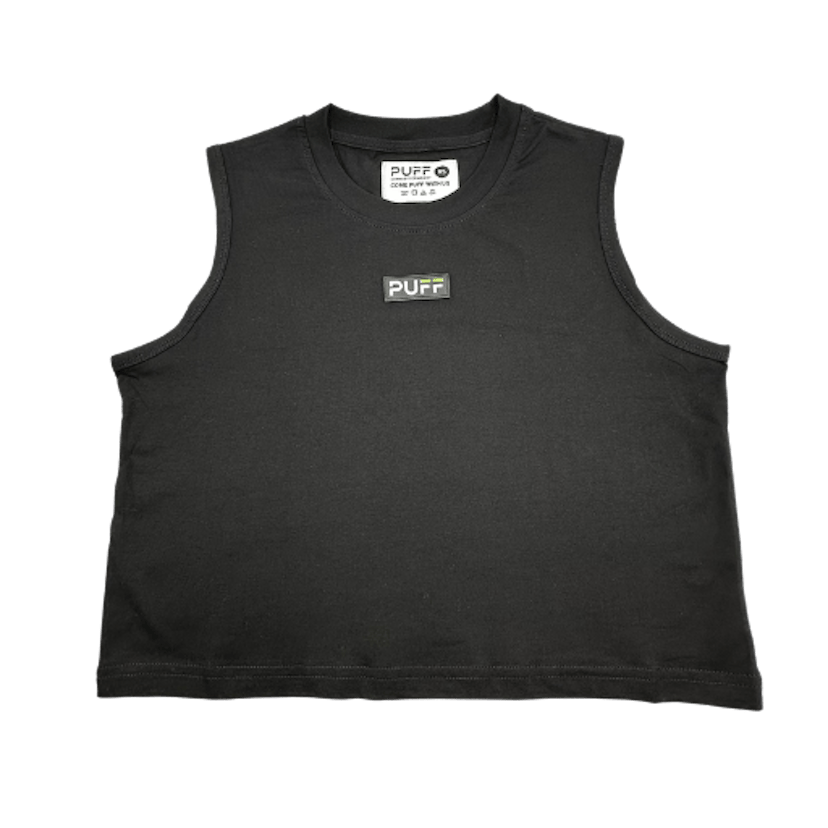 Black Crop Top Tank Top - L