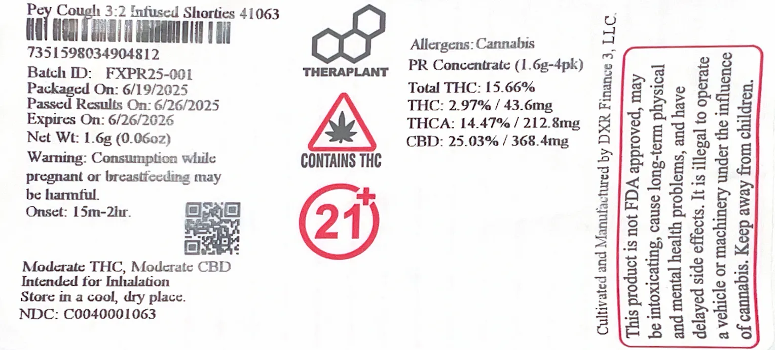 Pey Cough 3:2 Infused Shorties 41063 | Shangri-La Plainville