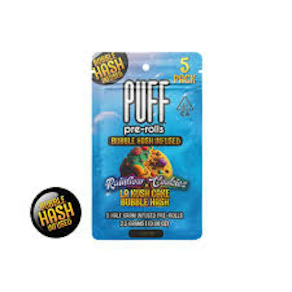 Product Bubble Hash Infused Preroll | Rainbow Cookies (H) x LA Kush Cake (I/H) 5pk | Puff Pre Rolls