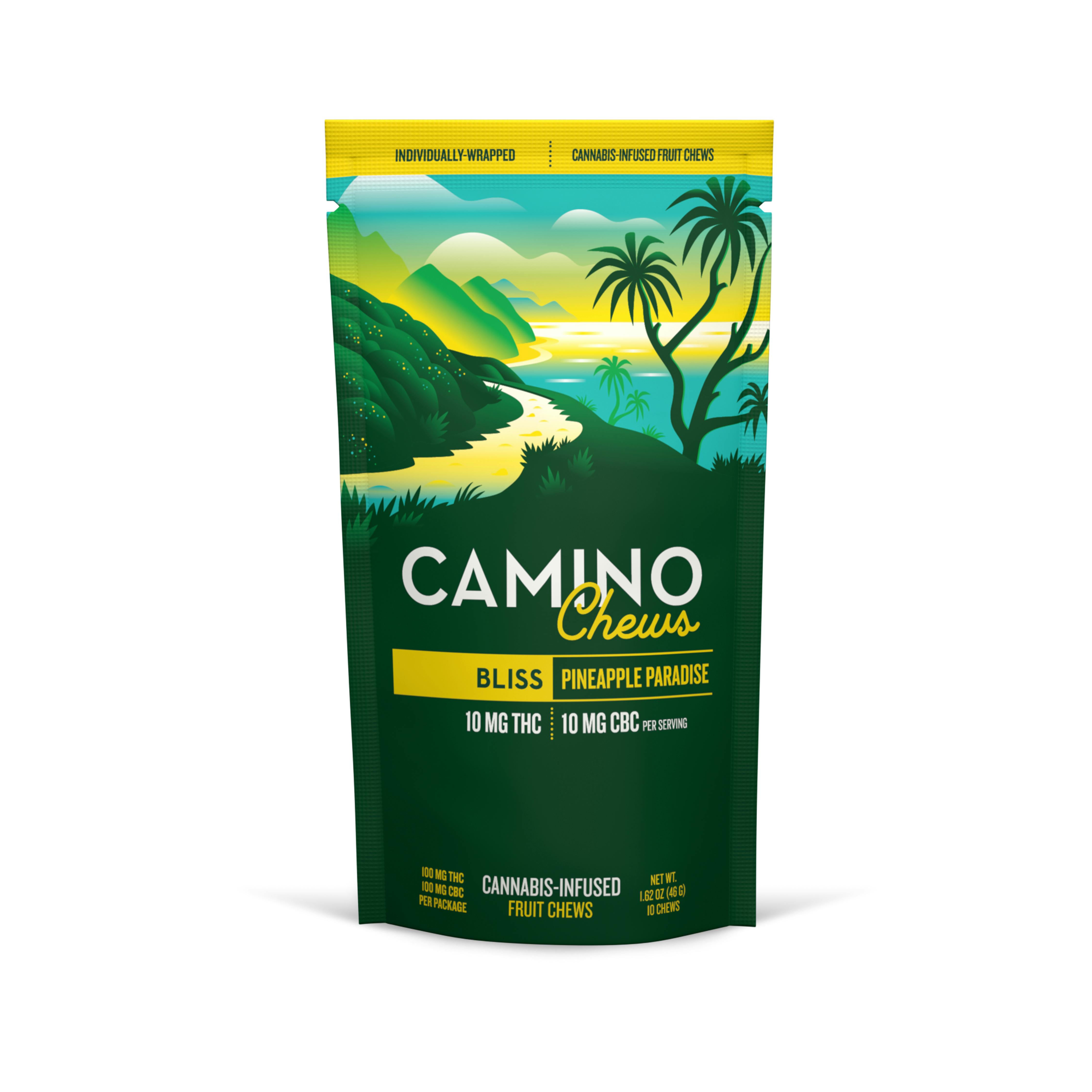 Product Camino - Pineapple Paradise - 100mg - 10PK - Bliss Chews - 1:1 (THC:CBC)