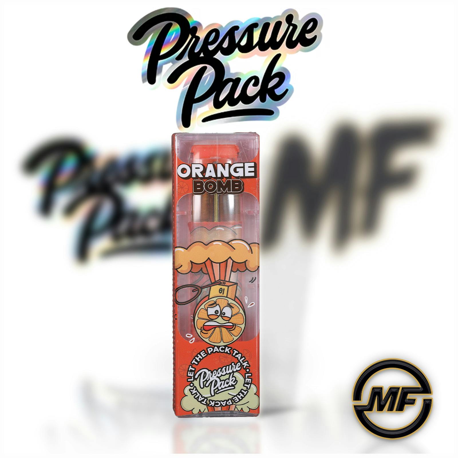 pressure disposable vape Pack | Orange Bomb | Distillate F: Raspberry Strain:Tangie Pop - Sativa White Peach Ice Geek