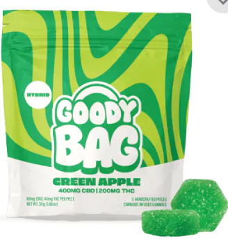 Goody Bag | Green Apple | Gummies | 5pk 200mg THC | 400mg CBD