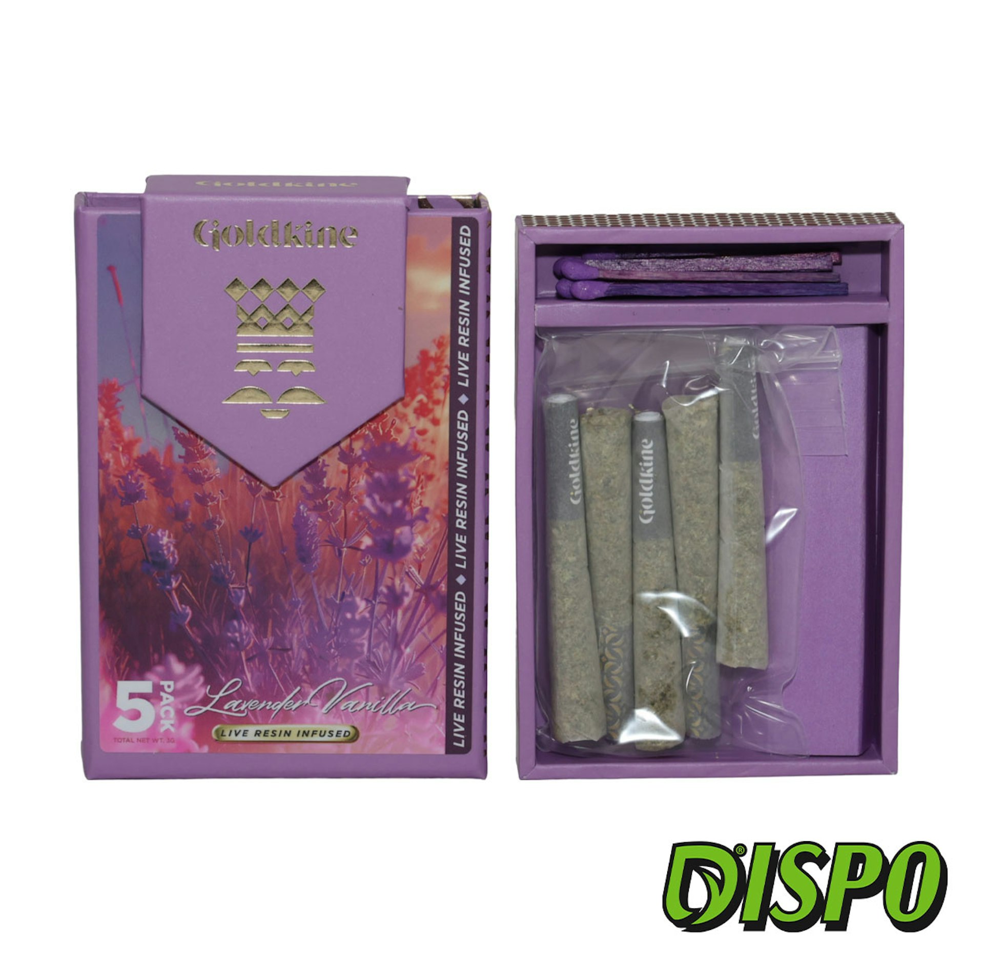 GoldKine - Lavender Vanilla 5 Pack Infused Pre-Rolls