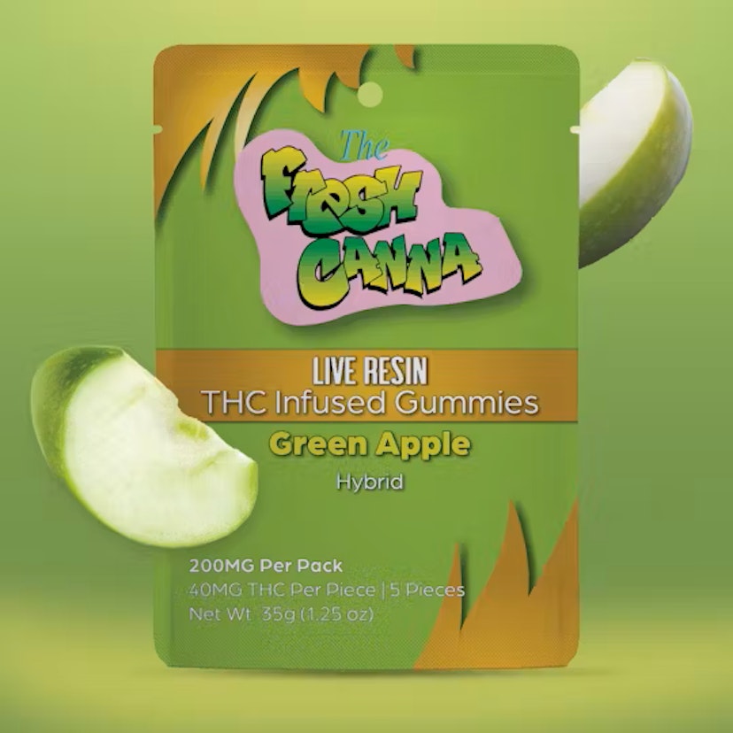 Fresh Canna 200mg Live Resin 5pk Gummies Green Apple