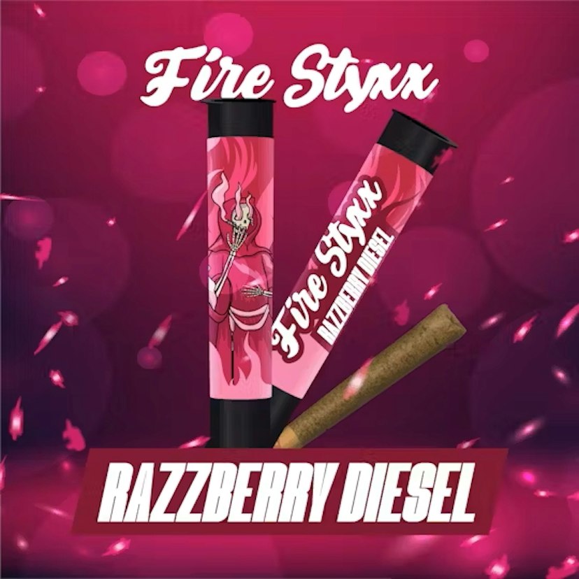Fire Styxx 1g Infused Preroll Razzberry Diesel