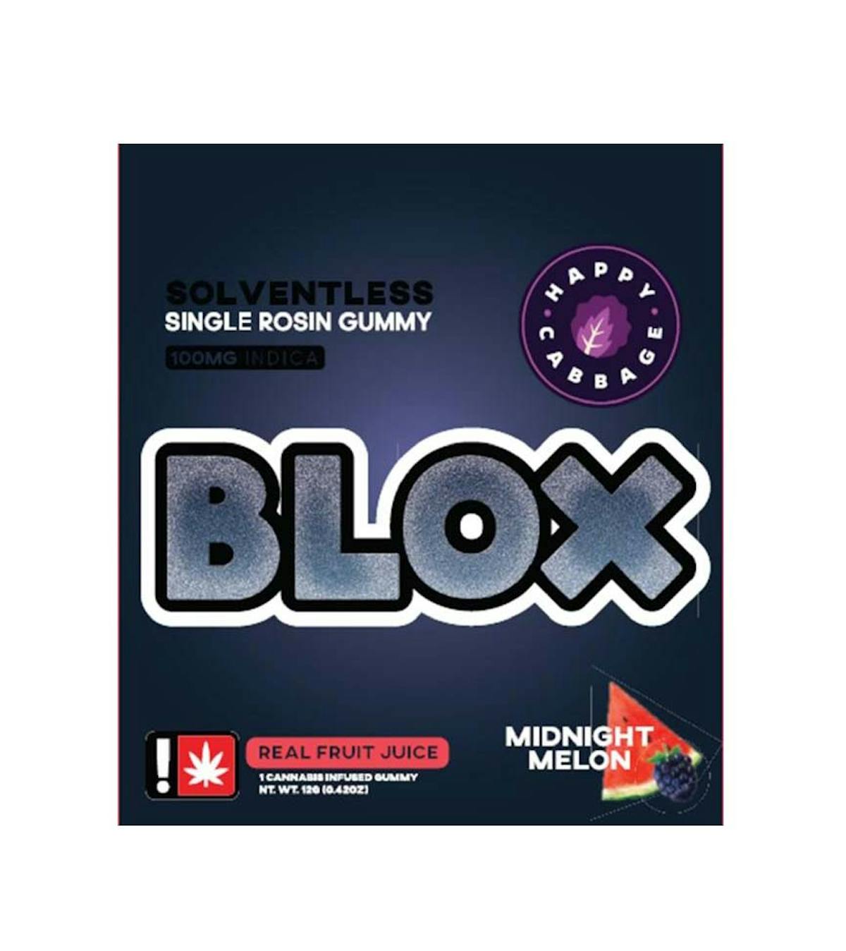 BLOX – Midnight Melon – (Indica) 100mg THC Single Rosin Gummy 12g