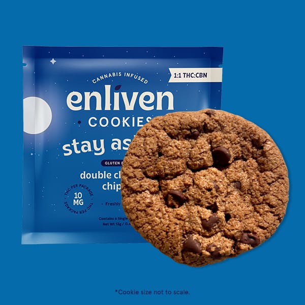 ENLIVEN Cookies 10mg: Double Chocolate Chipzzz 1:1 THC:CBN 1pc