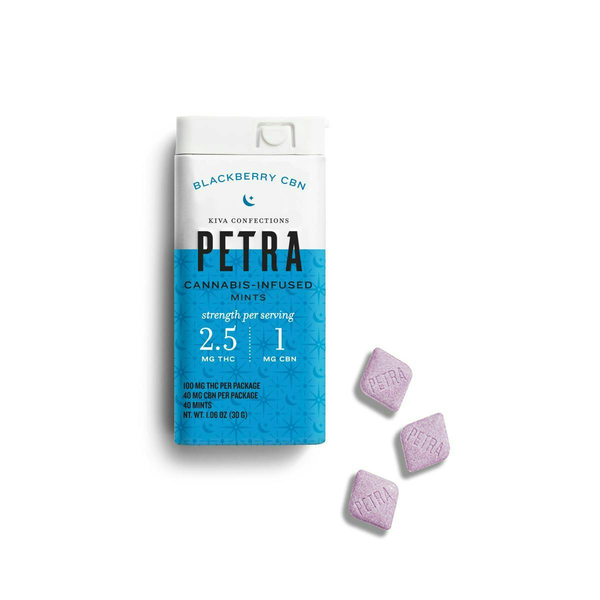 Petra | Blackberry | 100mg (40x2.5mg) Mints 2:1 (THC:CBN)