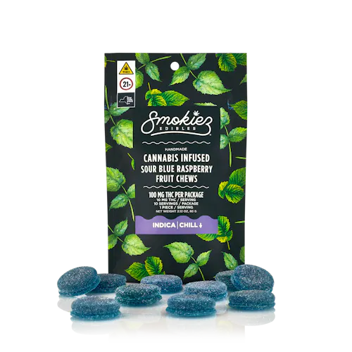 Smokiez | Sour Blue Raspberry | 100MG Fruit Chew – Greenery Spot ...