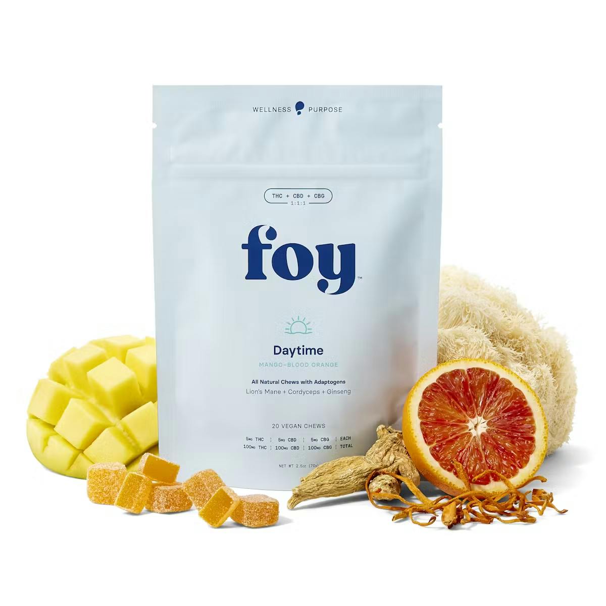 Photo of Foy Daytime Chews with Organic Adaptogens 1:1:1 5mg THC/5mg CBD/5mg CBG – 4ct