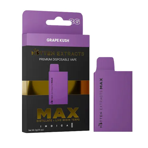 Mitten Extracts Grape Kush MAX Disposable Vape Rec-active