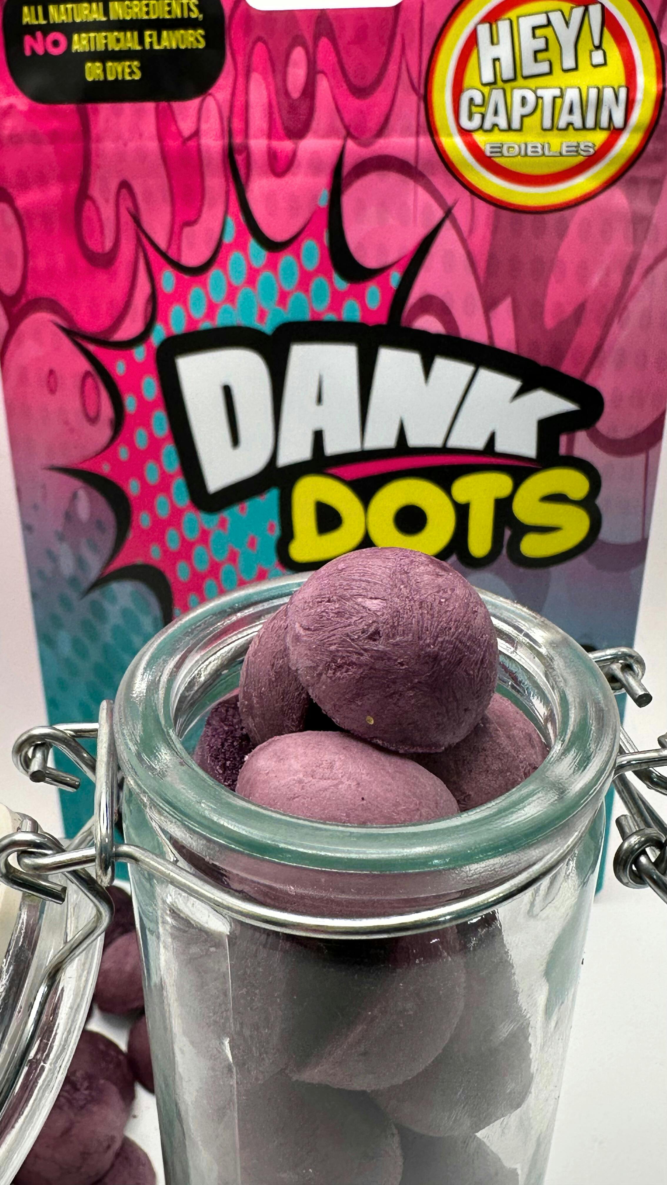 Product: Hey Captain | Blueberry Dank Dots | Infused Freeze Dried Ice Cream | 200mg | Hybrid