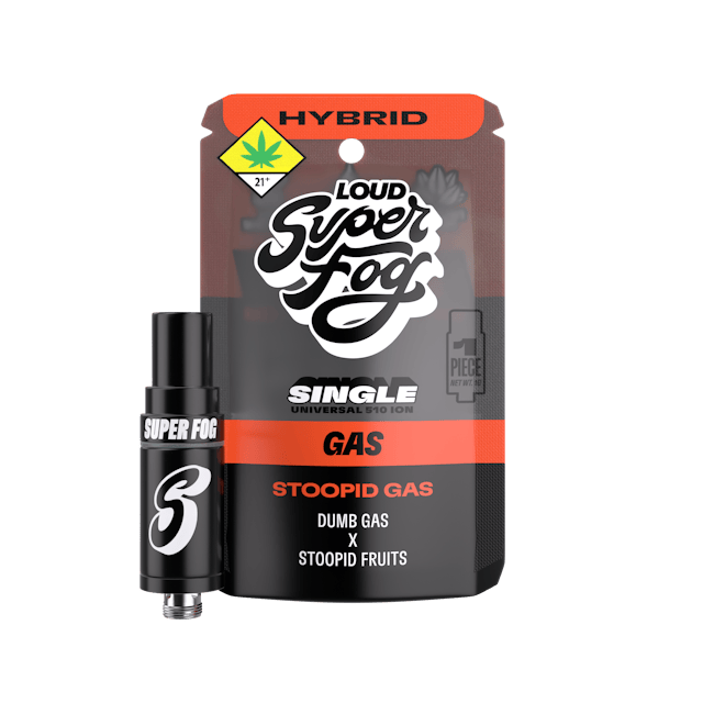 TYPE: Hybrid
GENETICS: Dumb Gas x Stoopid Fruits
CLASSIFICATION: Exotic Strain / Gas Profile

Loud, gassy flavor hits first in Stoopid Gas, followed by earthy and floral notes that round out the profile. This Mfused Exclusive is stupid good in all the right ways, bringing the kind of energy that turns small moments into inside jokes that last forever.

Powered by Mfused Hardware Technology:
1g cartridge with standard 510 threading (14mm diameter) 
Proprietary mouthpiece designed for optimized airflow and longer sessions 
Ceramic coil construction optimized for clean, consistent flavor and vapor production 
Compatible with all Super Fog devices 
Constructed from premium, cannabis-compliant materials including ceramic, glass, and stainless steel