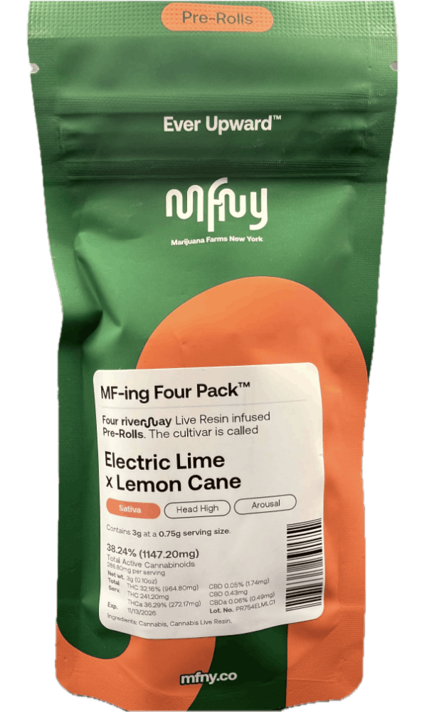 Product Infused Prerolls | Electric Lime x Lemon Cane (S) Live Resin 4 pack | MFNY