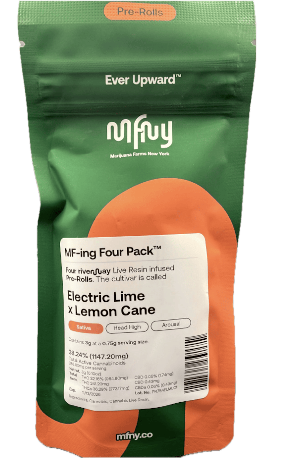 Product Infused Prerolls | Electric Lime x Lemon Cane (S) Live Resin | .75g 4 pack | MFNY