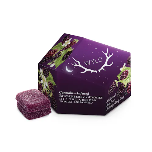 Wyld Boysenberry 1:1:1 THC:CBD:CBN Gummies 10mg 10pk (100mg)-1