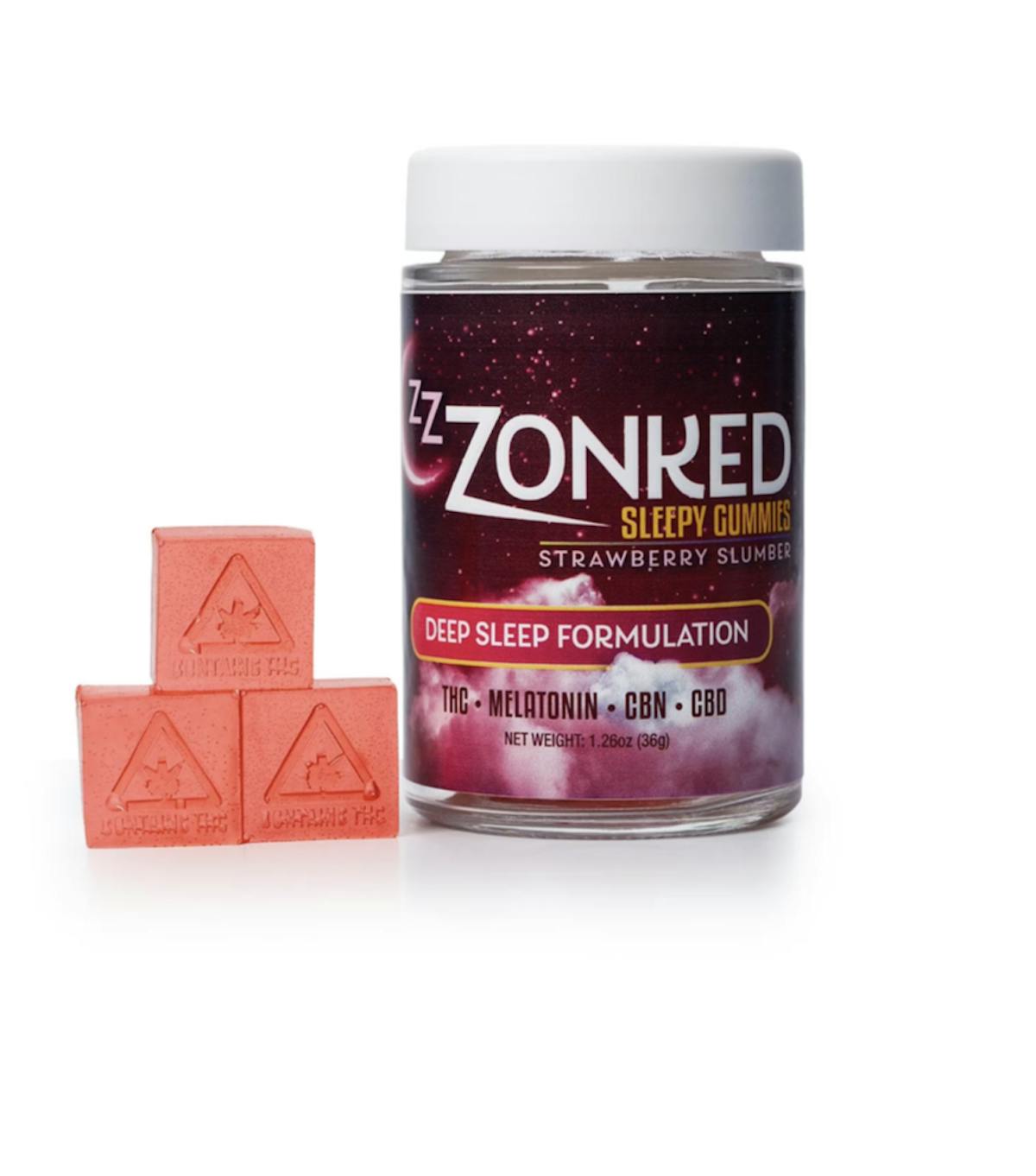 Photo of Zzzonked 1:1:1 Strawberry Slumber Gummies 20pk (THC:CBD:CBN) Plus Melatonin