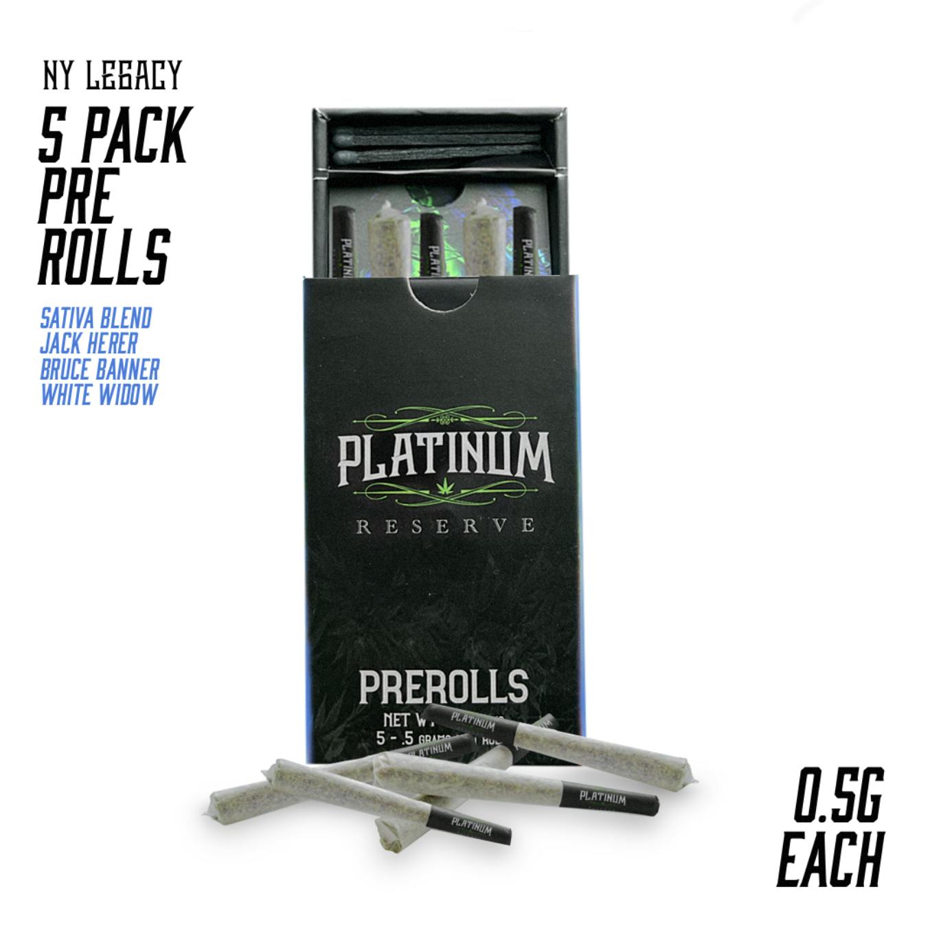 Pre- Roll | Platinum Reserve | Sativa Blend | 5 Pack | 2.5g