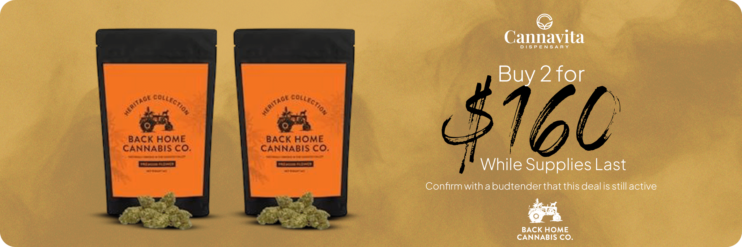 2 x 14g Back Home Cannabis for $160 only at Cannavita dispensary