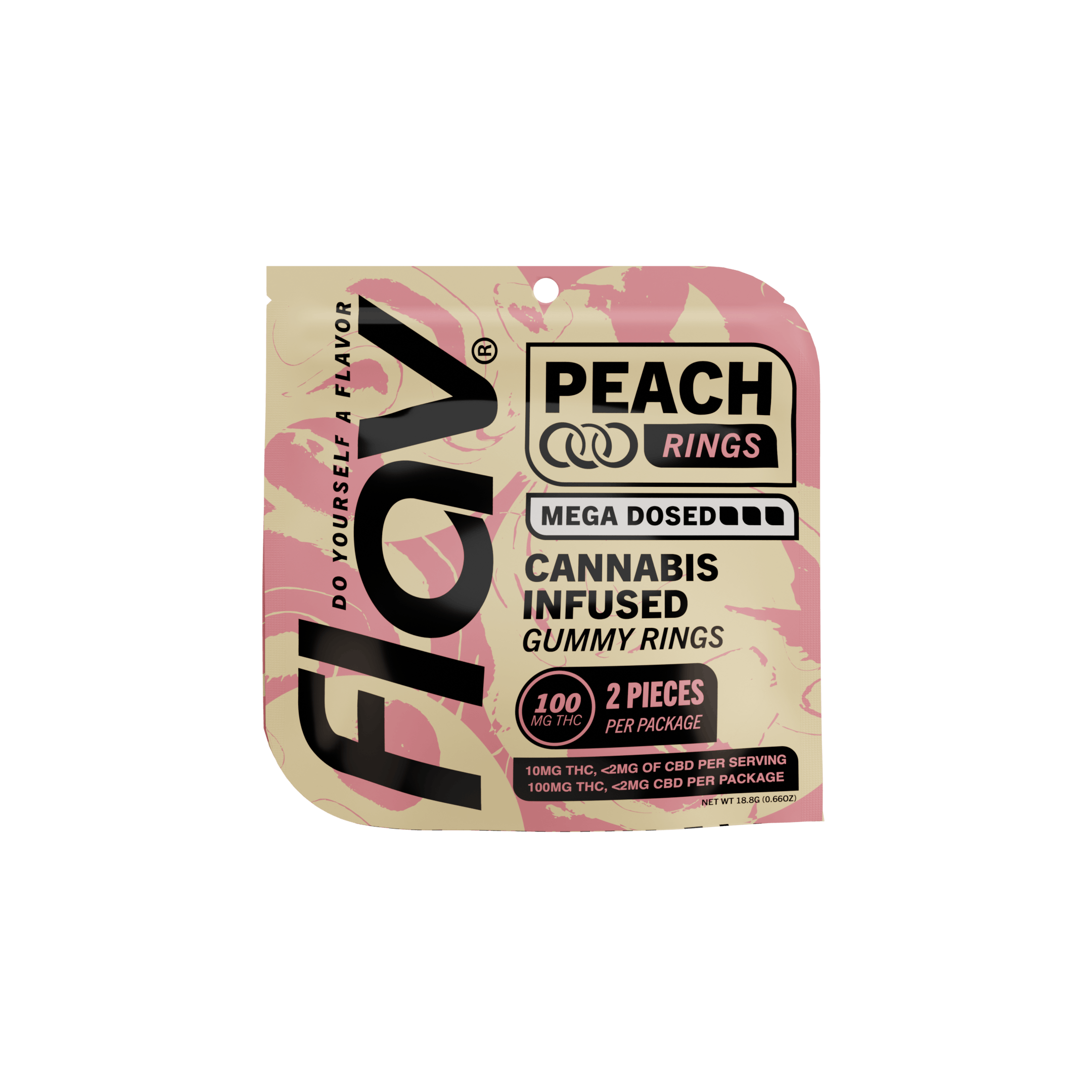 Megadose Gummy Rings - Peach - 100mg - Live Resin