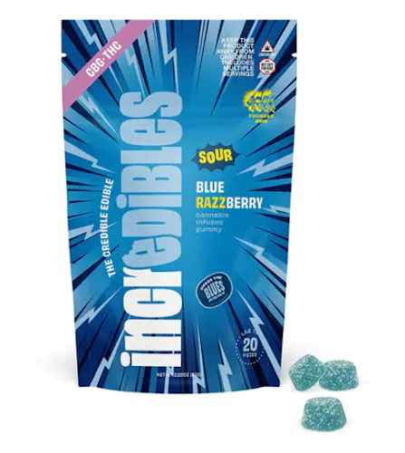 Sour Blue Razzberry 1:1 (THC:CBG) – Gummies (100mg)-active