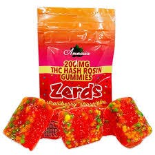 Amnesia - 200mg Zerds Hash Rosin Gummies - Strawberry Shortcake
