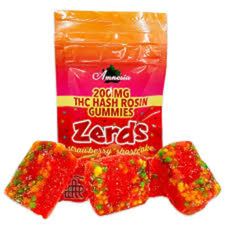 Buy Amnesia - 200mg Zerds Hash Rosin Gummies - Strawberry