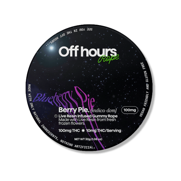 Off Hours - Berry Pie Live Resin Rope 10pk - 100mgOff HoursIndicaTHC: 100 mgKaya Bliss Summer Special! Spend $250 get $30 Off!+2