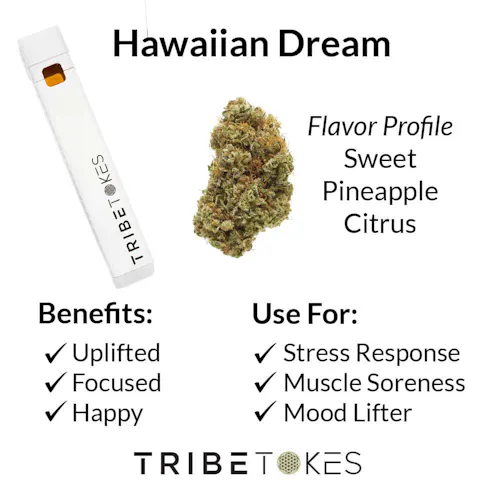 Tribe Tokes | Hawaiian Dream | Sativa | CBD Full Spectrum Disposable Vape | 1ml-active