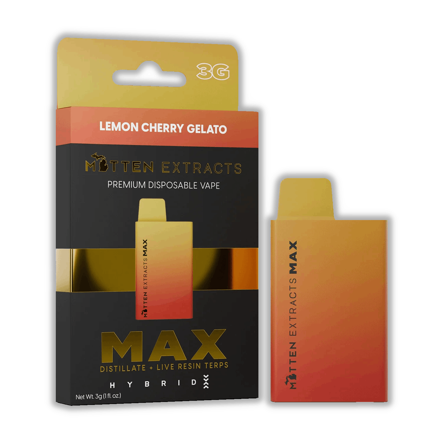 Product: Mitten Extracts | MAXX Disposable Vape - 3g - Lemon Cherry Gelato (Hybrid)