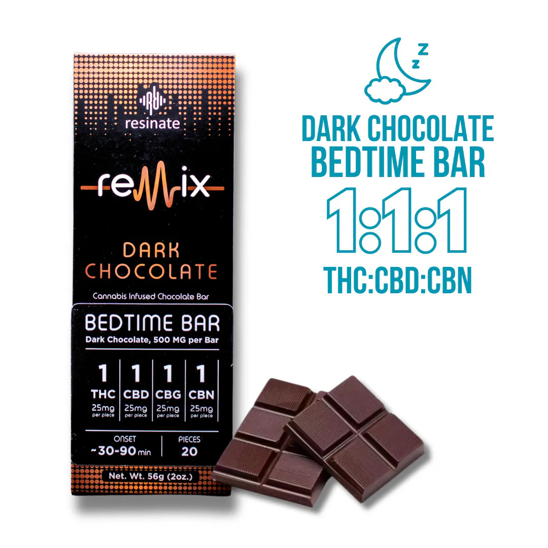 1:1:1 (THC:CBD:CBN) | Bedtime Dark Chocolate Bar | 5mg | 20pk in